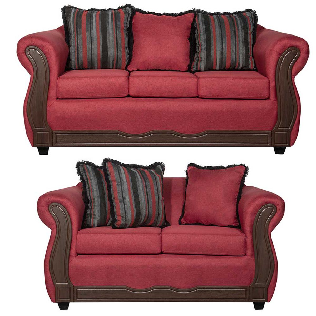 Juego de Living Black Factory Sofia 5 Cuerpos Burdeo