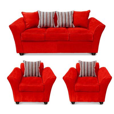 Juego de Living Elegant Detail Minesota Sofá 3 Cuerpos + Dos Sillones 1 Cuerpo Rojo