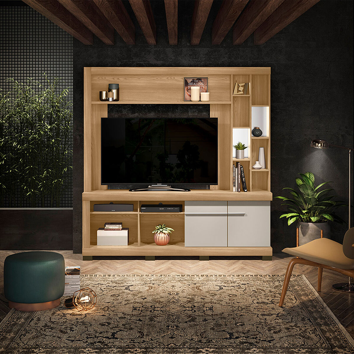 Home TV Di Poretti Design Canelaa Hasta 65" Caf&eacute; Claro