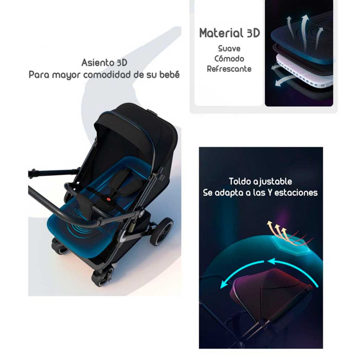 Coche de Paseo Reversible Premium Lubabycas Rosado
