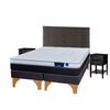 Cama Europea Flex 2 Plazas Nexus Base Dividida + Respaldo Design Grafito + Veladores Rover
