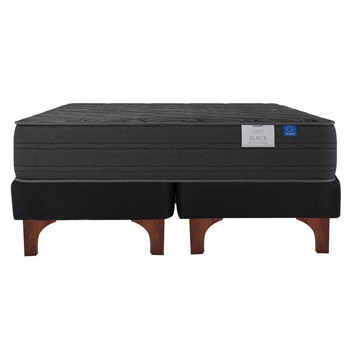 Cama Europea Flex Base Dividida 2 Plazas Black