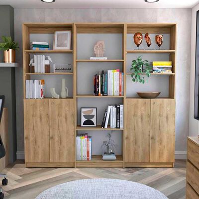 TUHOME 2 Estantes 2 Puertas + Estante 4 Repisas TuHome Home Macadamia