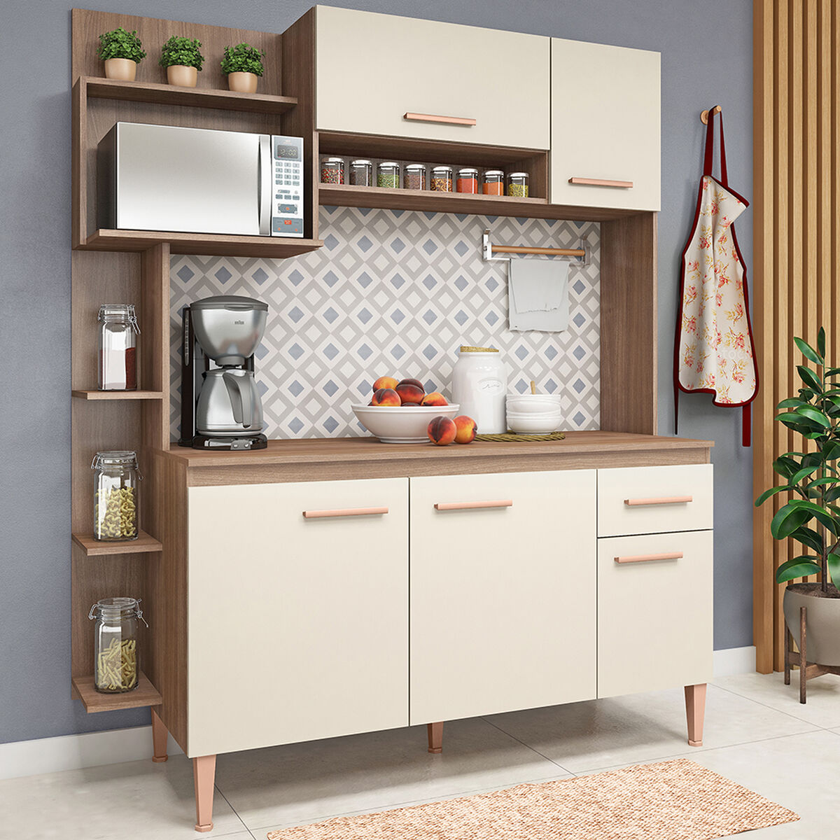 Kit Cocina Vekkahome Sofia 5 Puertas Beige