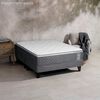 Cama Europea Celta Base Dividida 2 Plazas Carbono + Respaldo + 2 Veladores Capitone