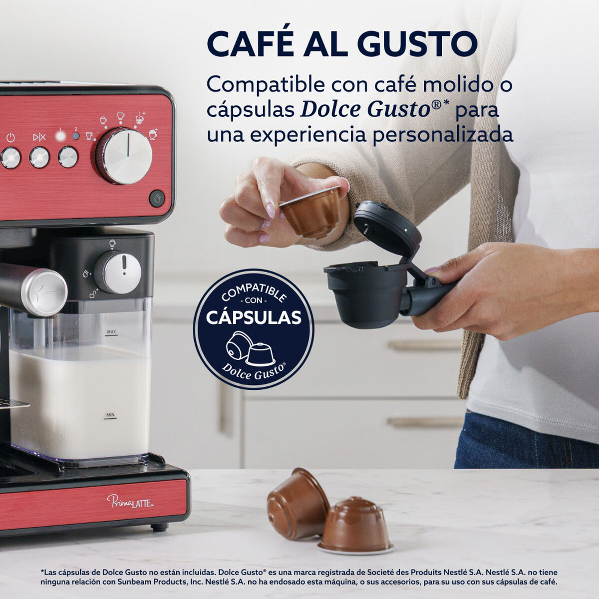 Cafetera espresso Oster&reg; PrimaLatte, Roja