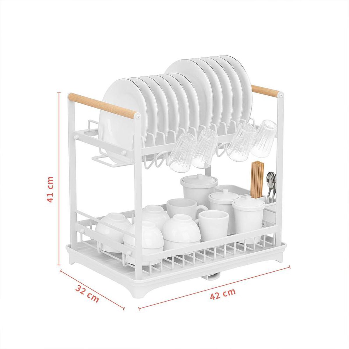 Secaplatos Escurridor Simplit Acero Inox Valencia 2 Niveles Blanco