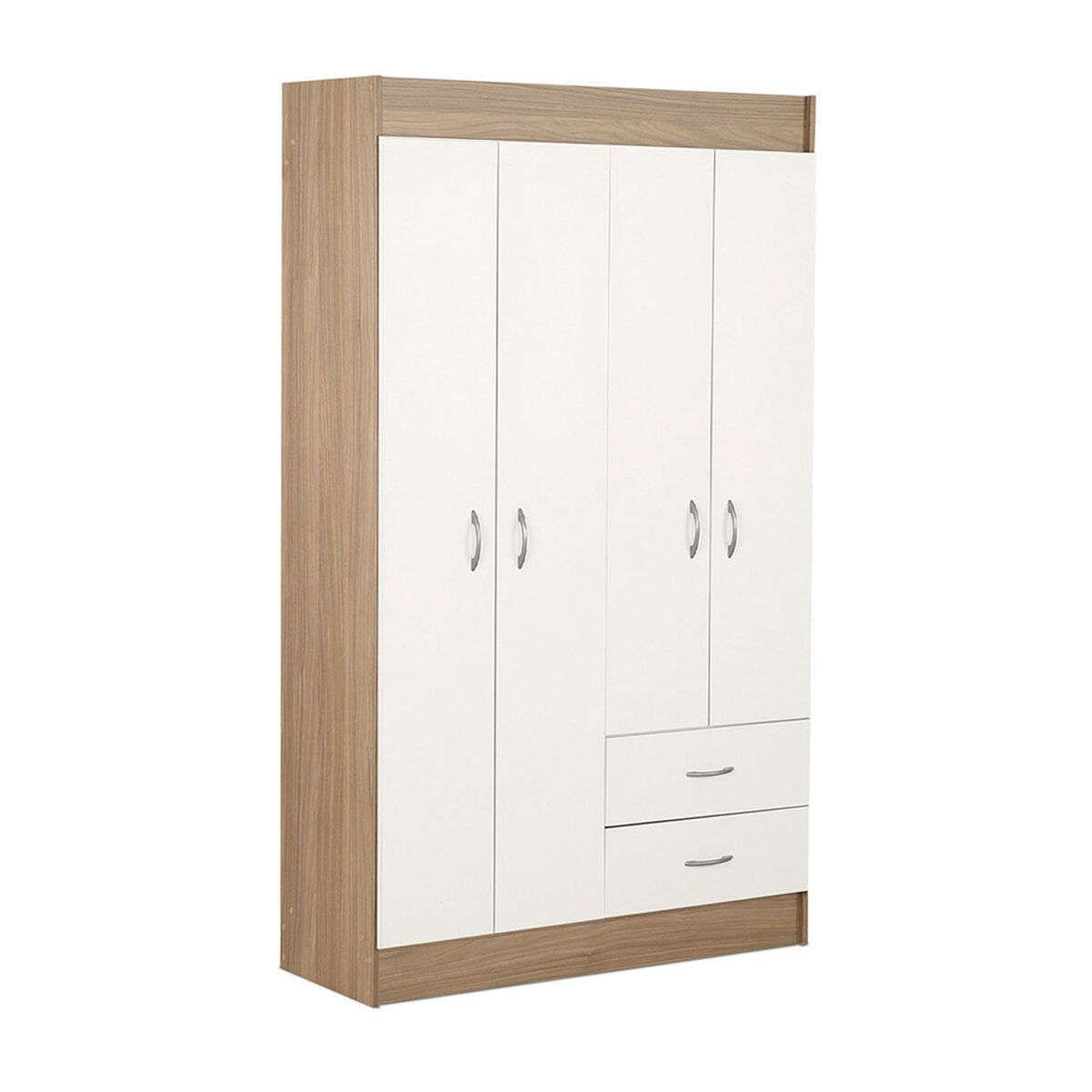 Combo Closet 4 Puertas 2 Cajones + C&oacute;moda 4 Cajones Stanford Blanco
