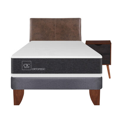 Imagen 1 del producto Cama Europea CIC 1,5 Plazas Ortopedic + Respaldo + Velador Baker