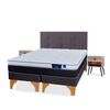 Cama Europea Flex 2 Plazas Nexus Base Dividida + Respaldo Royal Grafito + Veladores Rock