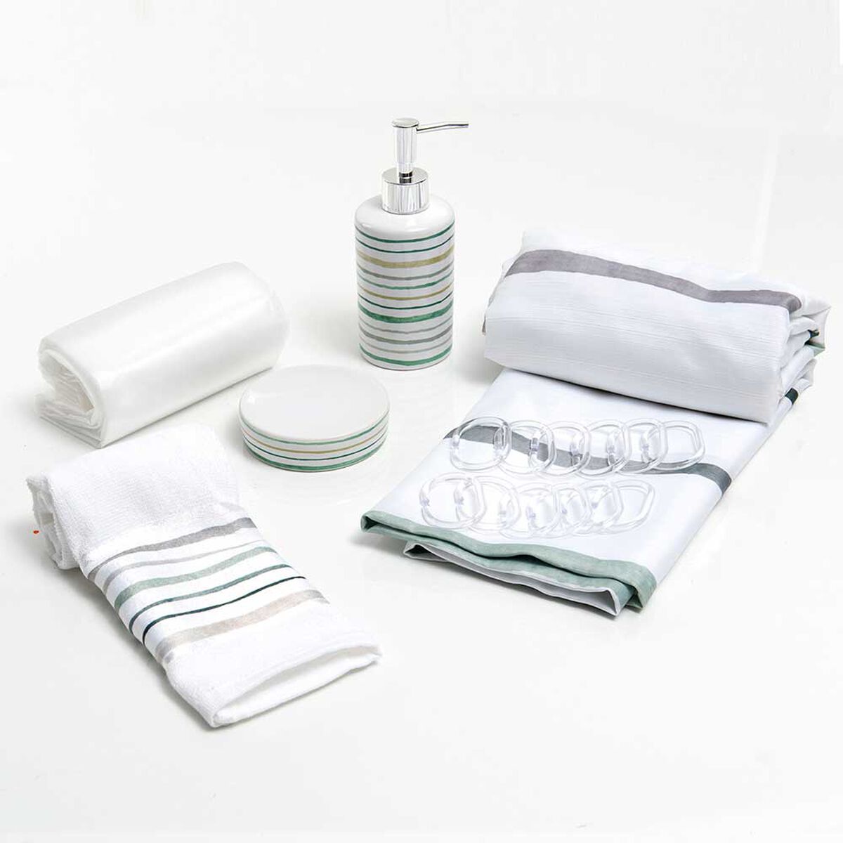 Set Cortina de Baño 6 Piezas Mashini Lluta Multicolor