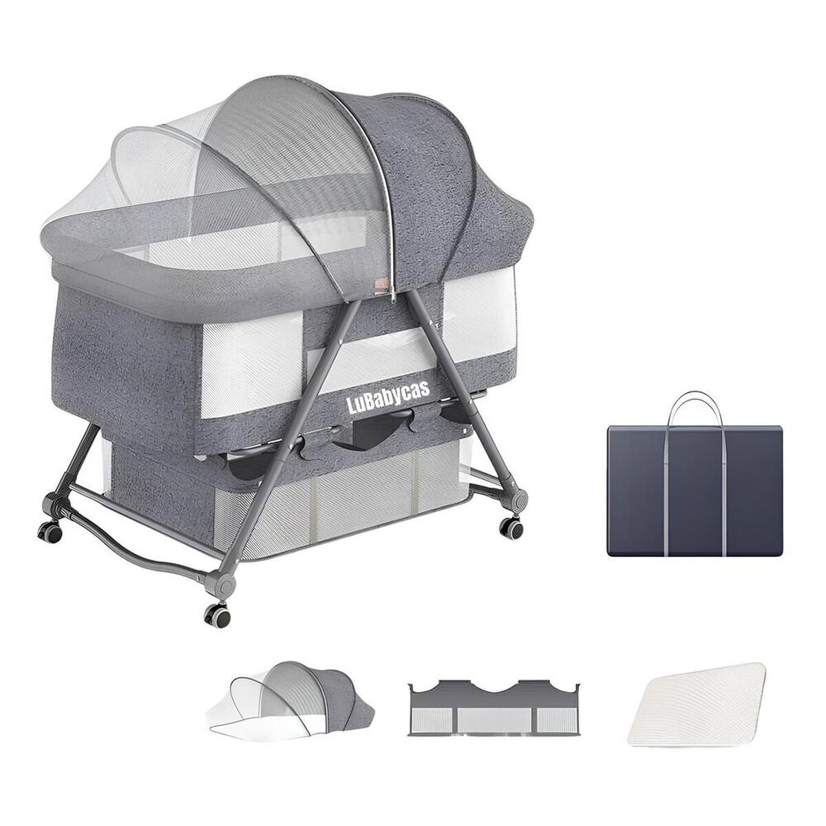 Cuna Moisés con Accesorios Gris Lubabycas