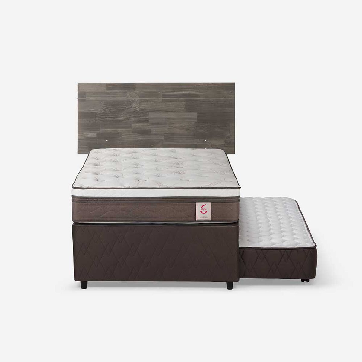Cama Nido Rosen 1,5 Plazas New Style 6  + Respaldo Tabor Grafito