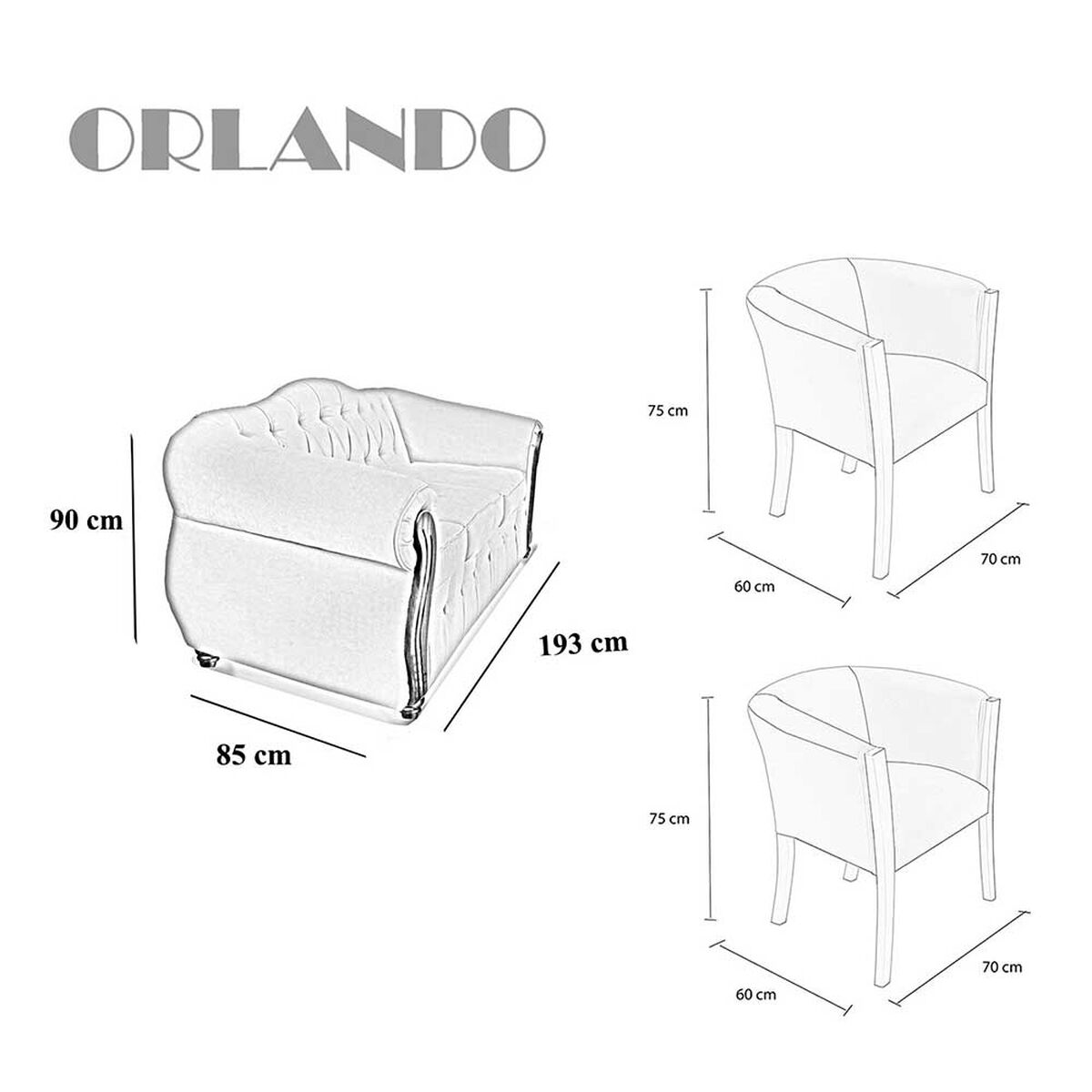 Juego de Living Elegant Detail Orlando Sofá 3 Cuerpos + Dos Sillones 1 Cuerpo Rojo