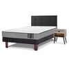 Cama Europea Flex 1,5 Plazas Star + Respaldo Royal Negro + Velador Rock