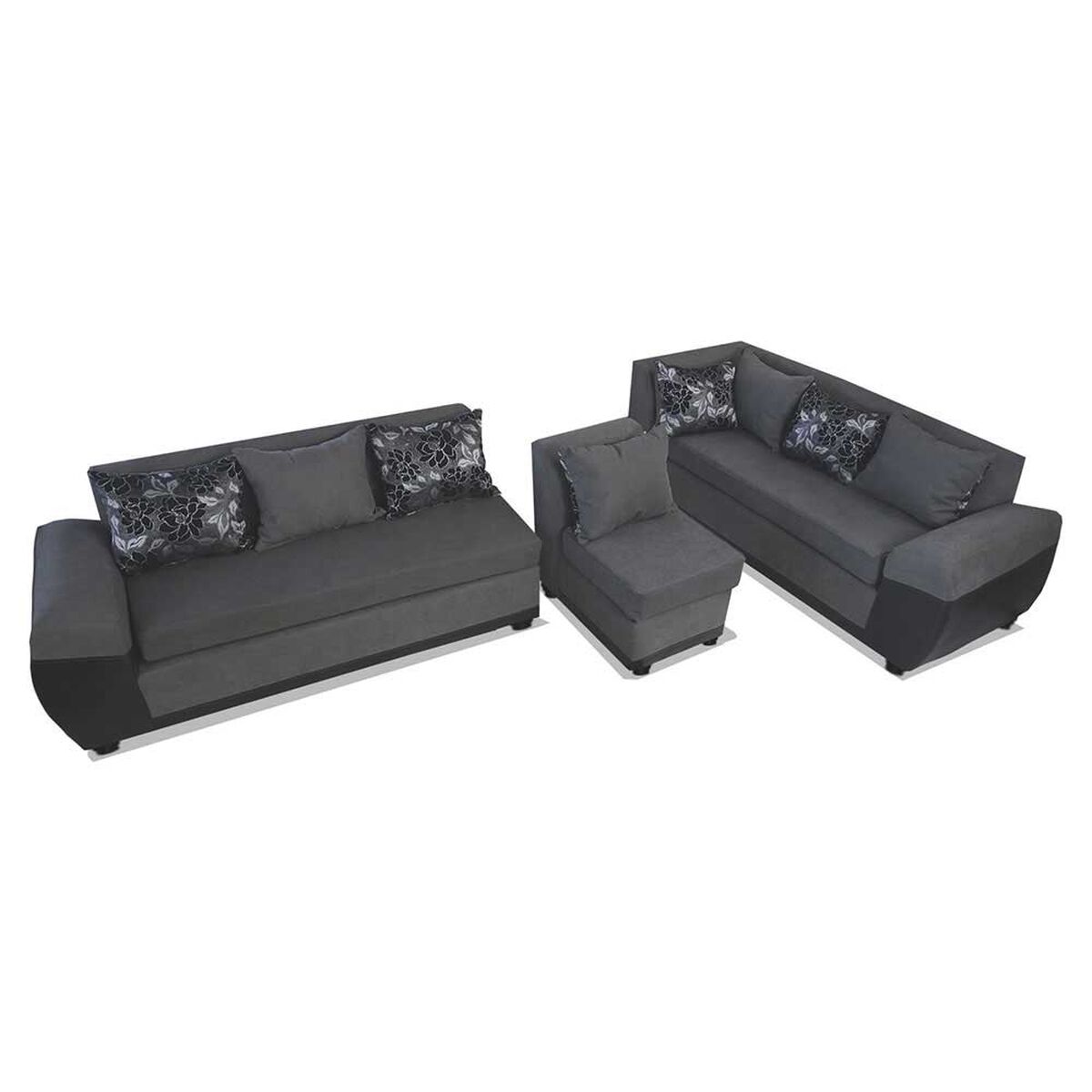 Sofá Seccional Modular Elegant Detail Houston 7 Cuerpos Negro Gris