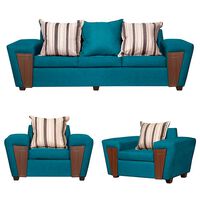Juego de Living Ruzam Mobel Creta Sofá 3 Cuerpos + Dos Sillones 1 Cuerpo Lino Turquesa