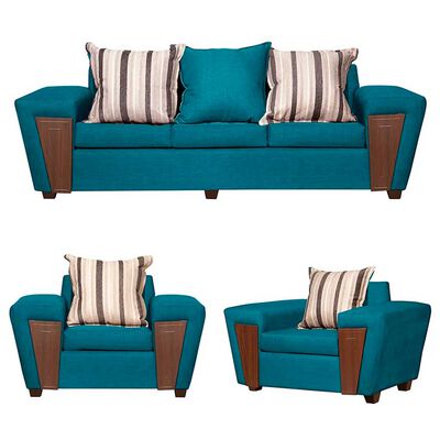 Imagen 1 del producto Juego de Living Ruzam Mobel Creta Sofá 3 Cuerpos + Dos Sillones 1 Cuerpo Lino Turquesa
