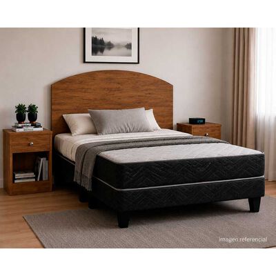 Combo Celta Cama Europea 2 Plazas New Atlantis Base Dividida 190 x 150 cm + Respaldo + 2 Veladores Casanova 2 Plazas Jequitiba