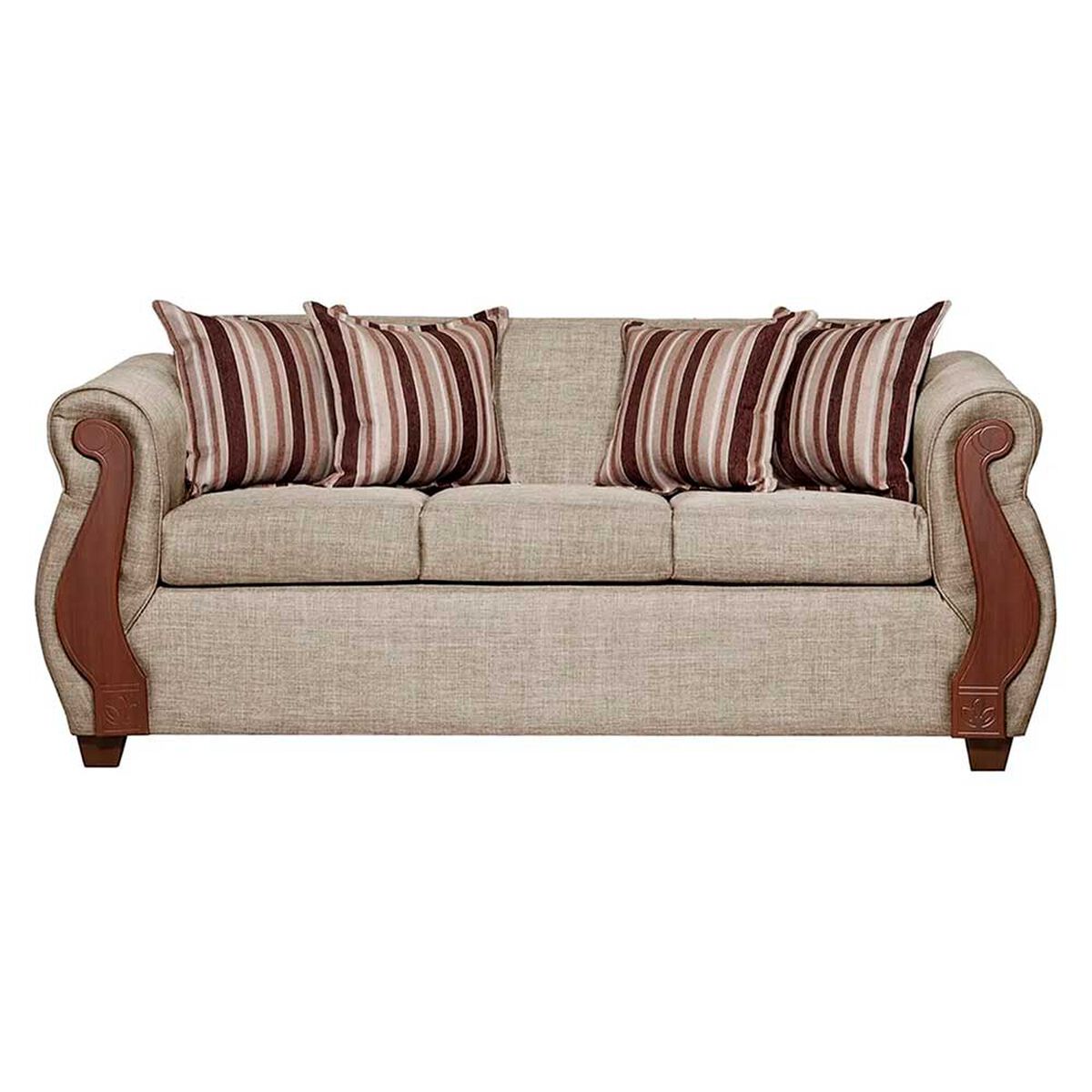 Juego de Living Ruzam Mobel Bego&ntilde;a Sof&aacute; 3 Cuerpos + Dos Sillones 1 Cuerpo Lino Beige