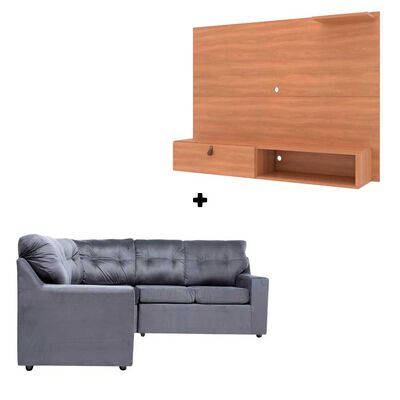 Panel TV Almore Italia Freijo y Gris Hasta 50" + Seccional