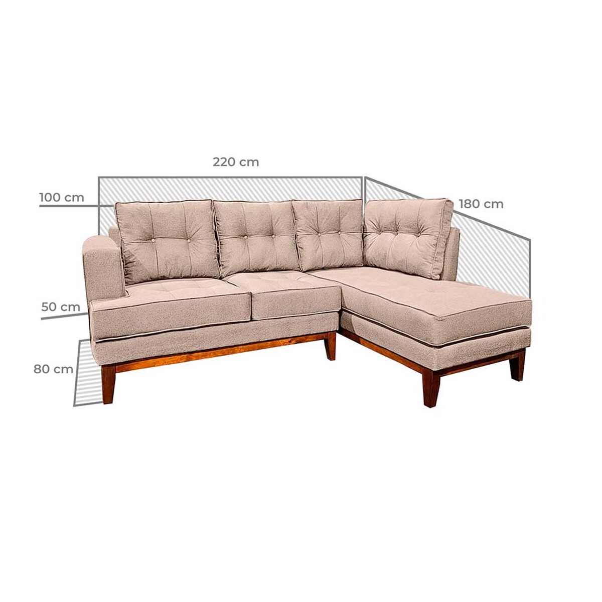 Sofá Seccional Derecho Living Factory Mañio 4 Cuerpos Beige