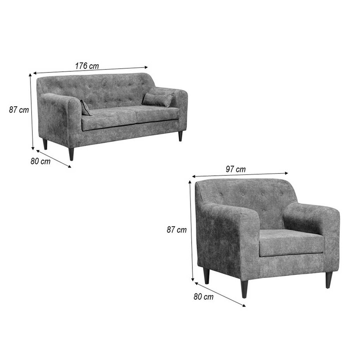 Juego de Living Innovamuebles Dali Sofá 3 Cuerpos + Dos Sillones 1 Cuerpo Azul