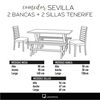 Juego de Comedor Latam Home Sevilla Tenerife 2 Sillas + 2 Bancas Lino Blanco