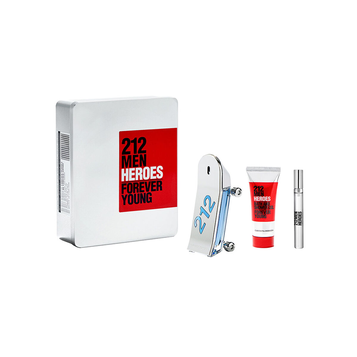 Set de Perfume Carolina Herrera 212 Heroes Man  EDT  90 ml + Body Wash 100  ml + Megasprtizer 10 ml