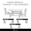 Juego de Comedor Latam Home Sevilla Burgos 2 Sillas + 2 Bancas Cuero Kentucky Rojo