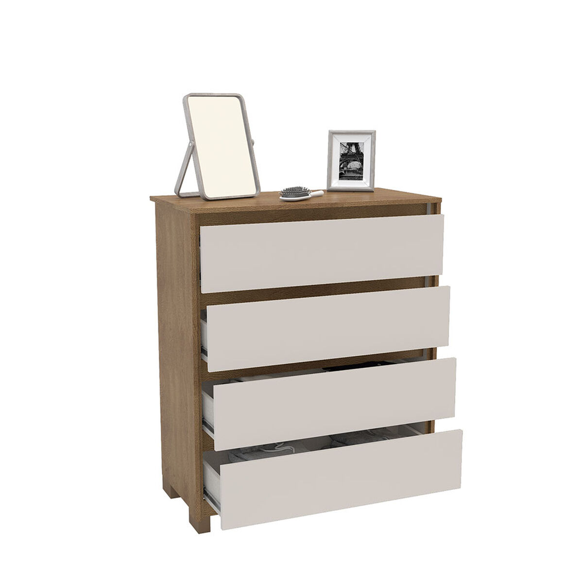 Cómoda Vekkahome Coimbra 4 Cajones Café