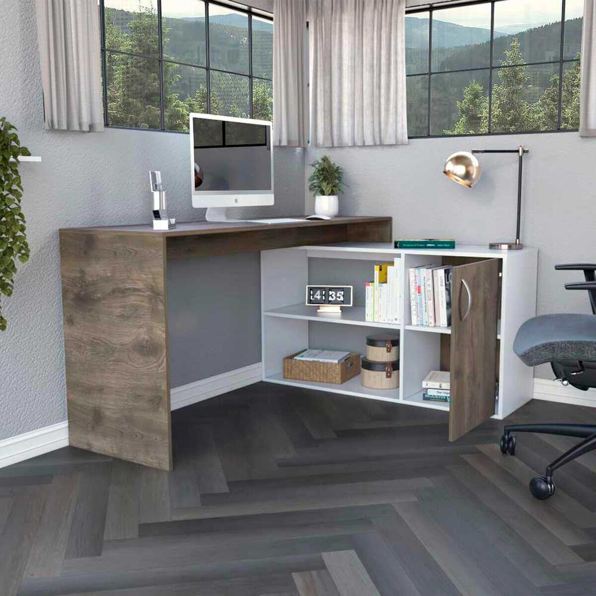 Escritorio en L TuHome Axis 1 Puerta Bellota Blanco