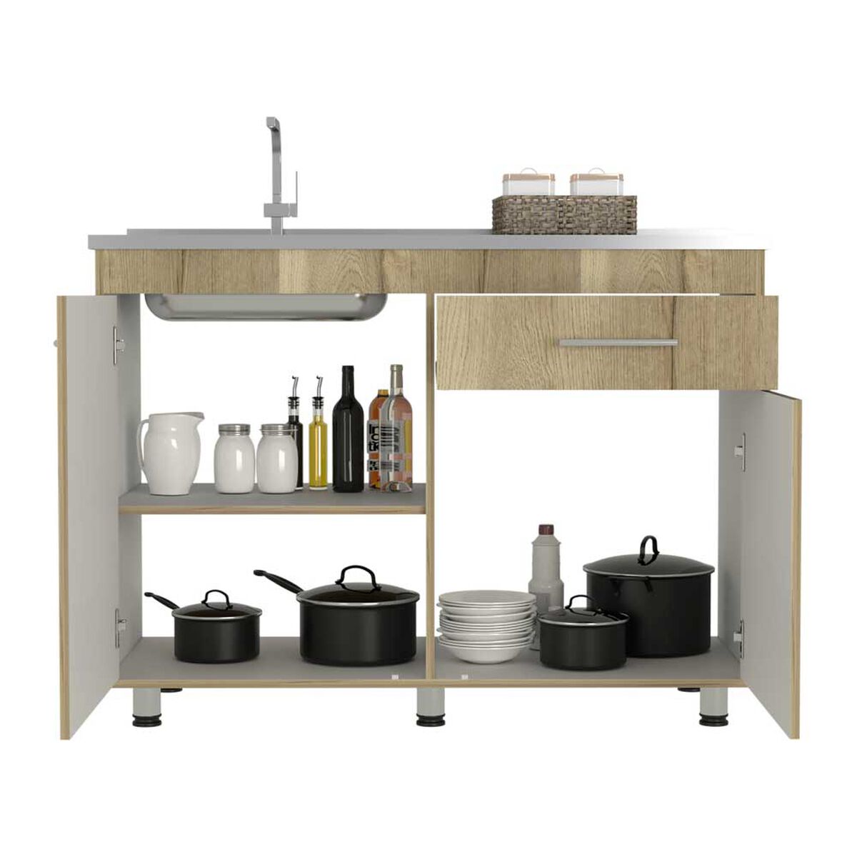 Mueble de Cocina Lavaplatos TuHome Orion 2 Puertas 1 Cajón Duna Blanco