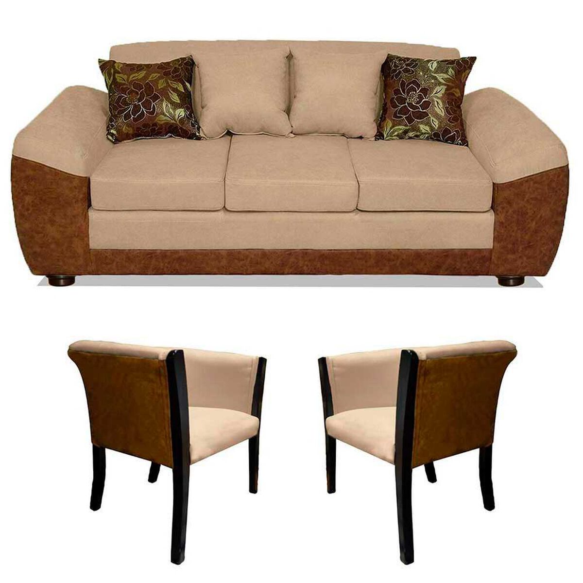 Juego de Living Elegant Detail Houston Sof&aacute; 3 Cuerpos + Dos Sitiales Beige