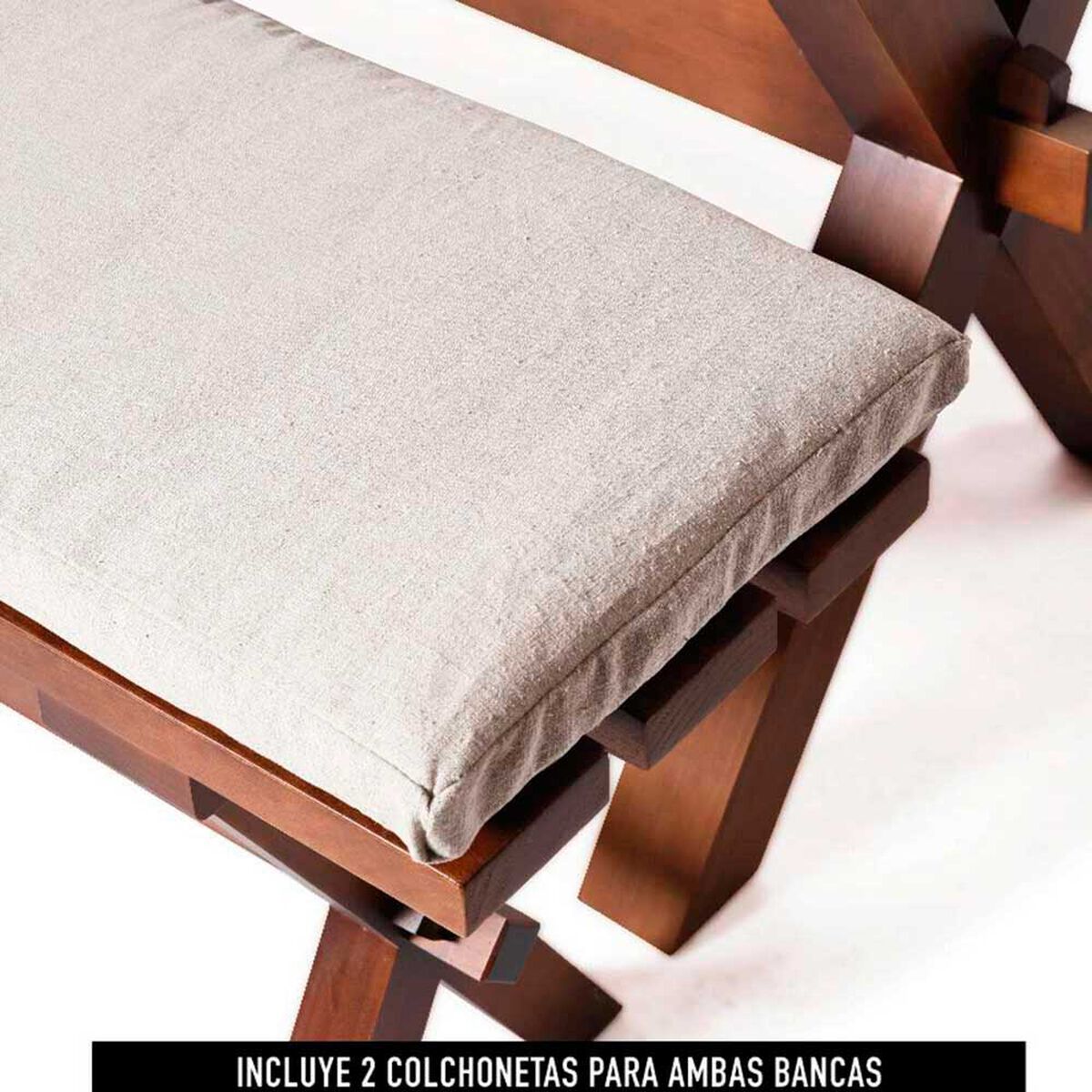 Juego de Comedor Latam Home Sevilla Cadiz 2 Sillas + 2 Bancas Lino Blanco