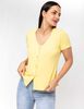 Polera Lisa Manga Corta Cuello V Botones Mujer Zibel