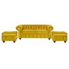 Juego de Living Innovamuebles Manchester Sofá 3 Cuerpos + Dos Pouf 1 Cuerpo Mostaza