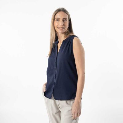 Blusa Lino Sin Mangas Mujer Portman Club