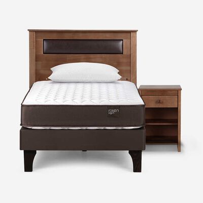 Imagen 1 del producto Cama Europea Rosen 1,5 Plazas Ergo T + Respaldo + Velador Ferrara + Almohada Light Americana