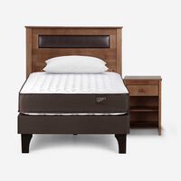 Cama Europea Rosen 1,5 Plazas Ergo T + Respaldo + Velador Ferrara + Almohada Light Americana