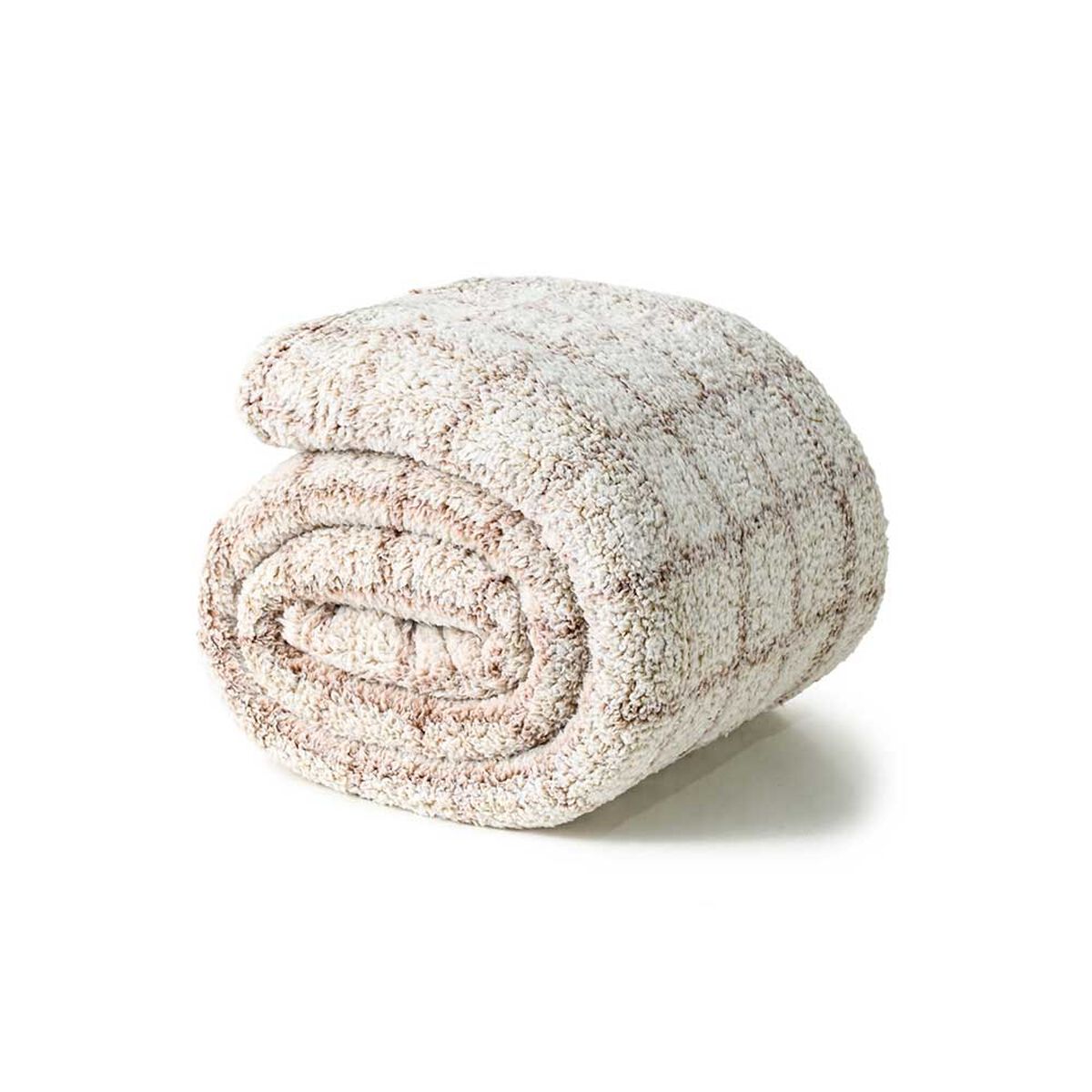 Frazada American Family Sherpa King Cuadros Beige