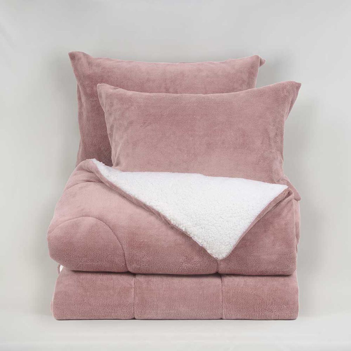 Plumón Liso Mashini Súper King Coral Sherpa Rosa Palo