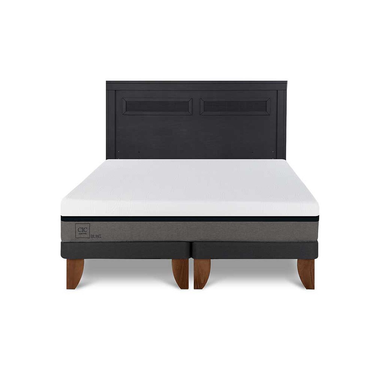 Cama Europea CIC Base Dividida 2 Plazas Balance + Respaldo Milan Negro