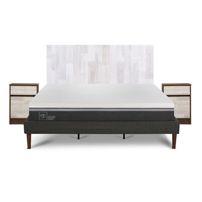 CIC Cama Europea CIC King Ortopedic Advance + Respaldo Legno + 2 Veladores
