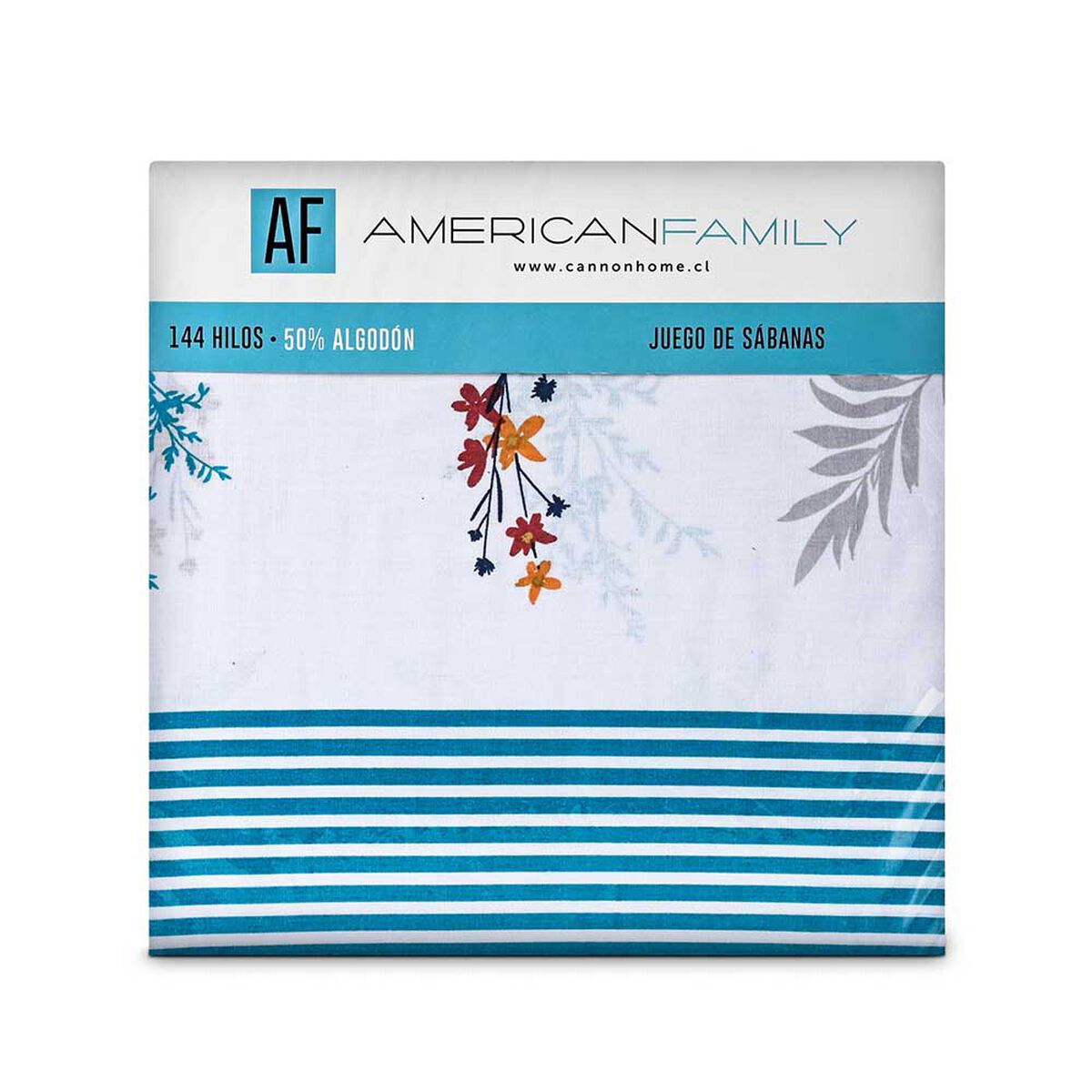 Juego de Sábanas Estampado American Family 144 Hilos King Almond
