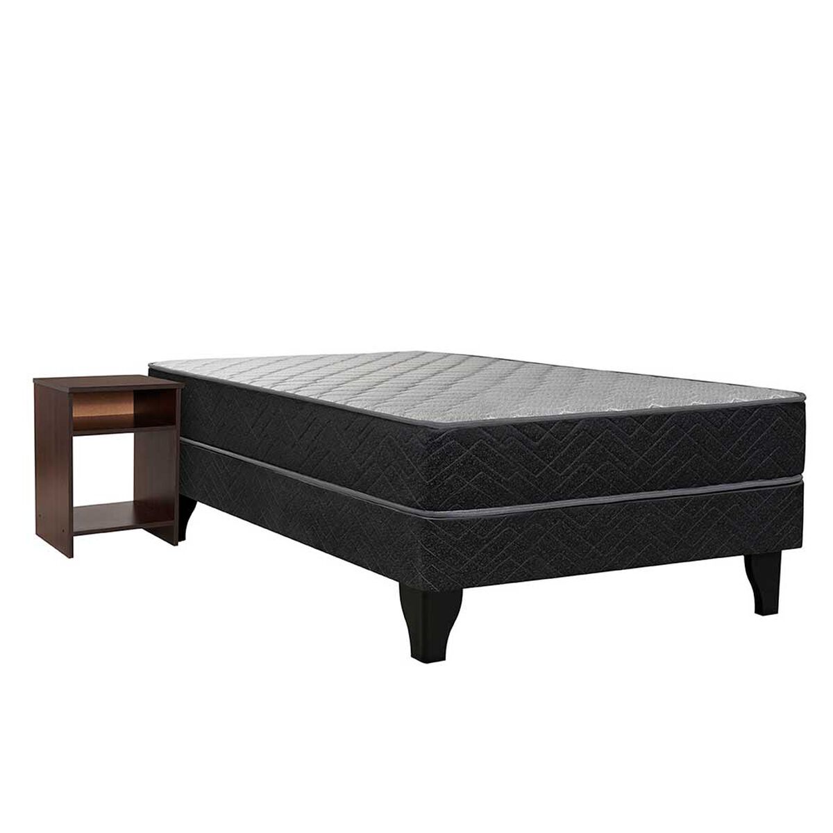 Cama Europea Celta 1 Plaza Evolution Black + Velador Castilla