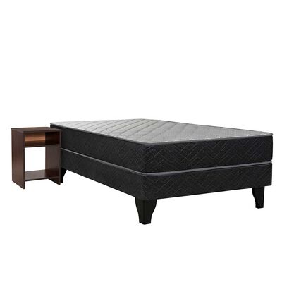 Cama Europea Celta 1 Plaza Evolution Black + Velador Castilla
