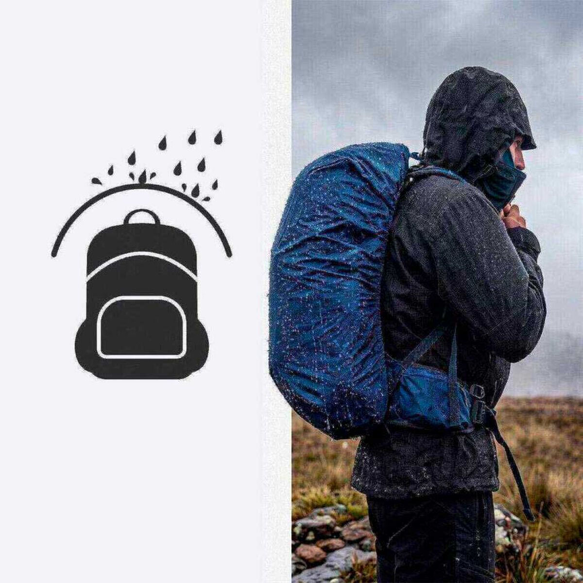 Cubre Mochila Contra Agua Impermeable Funda 45Lts Azul Pro Outdoor