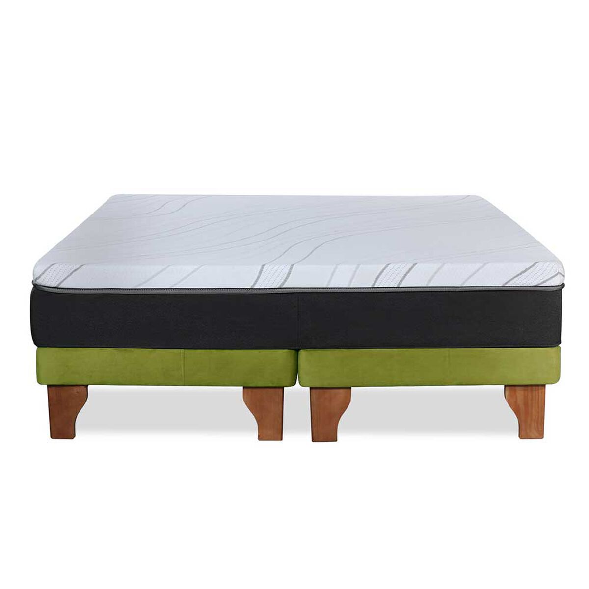 Cama Europea Latam Home Base Dividida Súper King Zen Top Foam Hybrid Velvet Pistacho