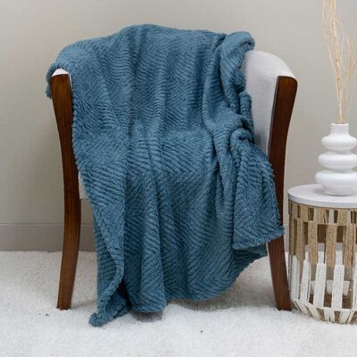 Manta Doral Chiporro Jacquard 127x152 cm Azul Piedra